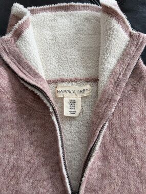 Happily Grey Women's Pink Cowl Zip Sweater